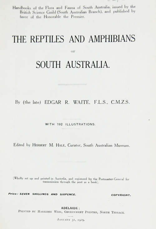 The Reptiles and Amphibians of South Australia