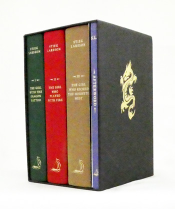 Steig Larsson 4 Volumes [The Girl with the Dragon Tattoo, The Girl who Played with Fire, The Girl who Kicked the Hornets' Nest, Afterword Four Essays and an Exchange of Emails]