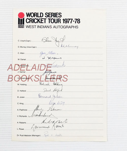 World Series Cricket Tour 1977-78 West Indians Autographs