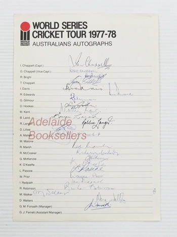 Image for World Series Cricket Tour 1977-78 Australians Autographs World Series Cricket Tour 1977-78 Australians Autographs